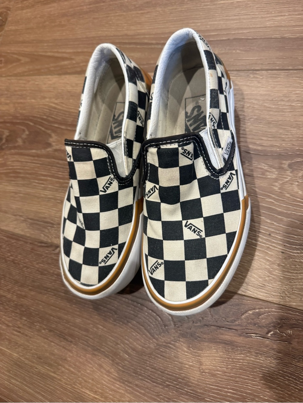 Vans Checkerboard Stacked Slip-On Platform Sneakers black & white Gum women’s 5 - Picture 7 of 9